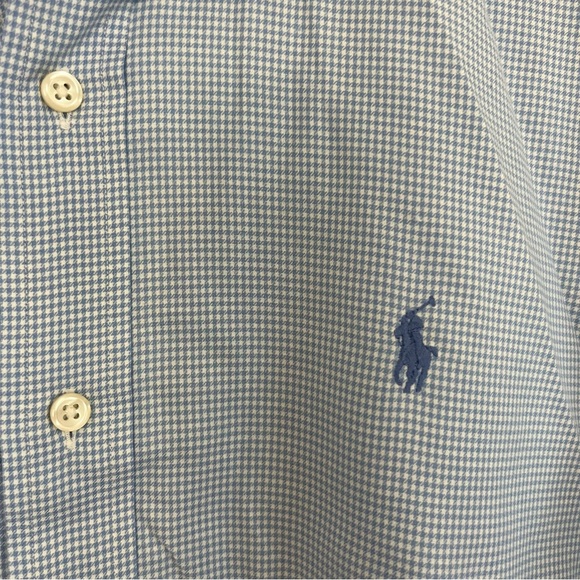 Ralph Lauren Blue Gingham Plaid Men’s Button Down XXL Blue Pony 100 Cotton - Picture 4 of 6